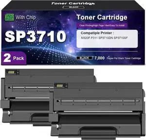 SP3710 Toner Cartridge High Yield with Chip Compatible for Ricoh M320F P311 SP3710DN SP3710SF Printers Black 2 Pack