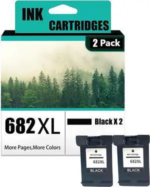 Ink Cartridges 682 XL Compatible for HP Deskjet Plus 2336 2775 2776 2777 2778 2779 4175 4178 6078 6478 1216 Printer High Yield Replacement Cartridges Refill Combo Pack, Black × 2