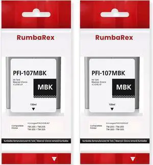 PFI-107MBK Ink Cartridge Matte Black 130ml 2-Pack PFI-107 Pigment Ink Tank Replacement for Canon PFI107 Ink Tank for imagePROGRAF iPF670 iPF680 iPF685 iPF770 iPF780 iPF785 Printer Ink | 6704B001AA