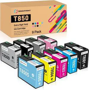 Remanufactured T850 Ink Cartridges T8501 T8502 T8503 T8504 T8505 T8506 T8507 T8508 T8509 Ink Cartridge Replacement for SC-P800 SC P800 Inkjet Printer(9-Pack Color)