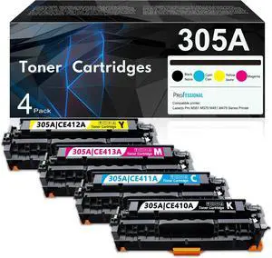 305A Black Cyan Yellow Magenta Toner Cartridges 4-Pack (with Chip) Replacement for HP 305A Toner Cartridges 305X Toner for Pro 300 M351 MFP M375 Pro 400 M451dn M451nw MFP M475dw Series Printer