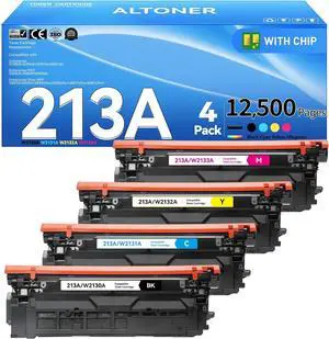 213A Toner Cartridge W2130A W2131A W2132A W2133A HP213A 4-Pack High Yield Replacement Compatible for HP Color LaserJet Enterprise MFP 5800dn 6800 5700dn 6700 6701dn 6801dn Multicolor with Chip