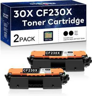 30X High-Yield Black Toner Cartridge, CF230X Remanufactured Compatible Replacement for HP 30X CF230X 30A CF230A for Laser Pro MFP M227fdw M203dw M227fdn M203dn M227sdn M203d M203 Printer Ink (2-Pack)