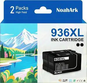 NoahArk 2 Packs 936XL 936 (with Chip) Compatible Ink Cartridges Replacement for HP 936XL 936 for OfficeJet Pro 9110b 9117b 9120b 9130b 9120e 9122e 9125e 9128e 9130e 9132e 9135e 9720e 9730e (2 Black)