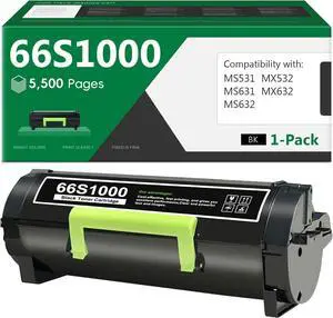 66S1000 Black Toner Cartridge Replacement for Lexmark 66S1000 / 66S1H00 Toner Cartridge Work for MS531, MS631, MS632, MX532, MX632 Printer(1-Pack,5,500 Pages)