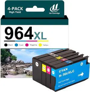 Compatible for HP 964XL Ink Cartridge Combo Pack Replacement for 964 XL Cartridges Fit for HP OfficeJet Pro 9010 9020 9015 9019 9025 Printers