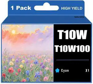 Run Star 1 Pack T10W T10W100 Cyan Remanufactured Ink Cartridge Replacement for T10W T10W100 use for WorkPorce Pro WF-C5390 WF-C5890 Color Printers (1 Cyan)
