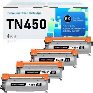 TN450 Toner Cartridges 4 Pack High Yield Replacement for Brother TN450 TN 450 TN-450 TN-420 TN420 to use with HL-2270DW HL-2280DW HL-2230 MFC-7360N MFC-7860DW DCP-7065DN Intellifax 2840 2940 (4 Black)