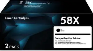 CF258X 58X Toner Cartridge Black with Chip Replacement for HP 58X CF258X 58A CF258A Work with MFP M428fdw M428fdn M428dw Pro M404n M404dn M404dw M404 M428 M406 M430 Printer (2-Pack)