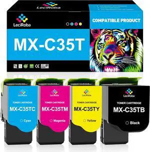 LeciRoba MX-C35T Compatible Toner Cartridge Replacement for Sharp MX-C35T MX-C35TB MX-C35TC MX-C35TM MX-C35TY Toner Cartridge for Sharp MX-C357F MX-C407P Printer (4-Pack)