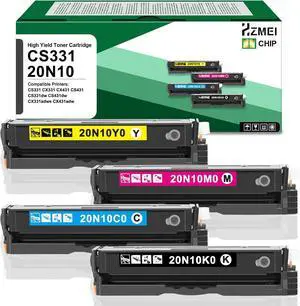 High Yield CS331 CX331 Toner Cartridge Set with Chip 20N10K0 20N10C0 20N10M0 20N10Y0 Toner Cartridge Replacement for Lexmark CS331 CX331 CS331dw CS431dw CX331adwe CX431adw Series Printer