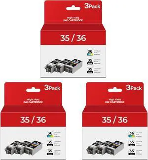 PGI-35 CLI-36 Ink Cartridges for Canon 35 36 PIXMA TR150 iP110 iP100 Ink Cartridges Compatible for Canon PIXMA TR150 iP100 iP110 TR152 mini320 mini260 Printers(6 Black, 3 Color)