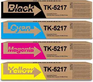 High Yield TK5217 TK-5217 TK-5219 Toner Cartridge 1T02R60US0 1T02R6CUS0 1T02R6BUS0 1T02R6AUS0 Replacement for Kyocera TASKalfa 406ci Copystar CS 406ci Printer(4-Pack,Black Cyan Magenta Yellow)