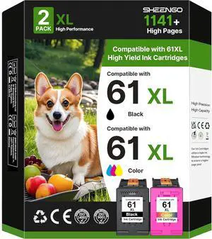 61XL Black and Color Combo Pack Replacement for HP 61 61XL to use with HP Envy 4500 5530 5534 5535 DeskJet 1000 1010 2540 2541 3050 OfficeJet 4630 4635 2620 Printer (1 Black, 1 Color)