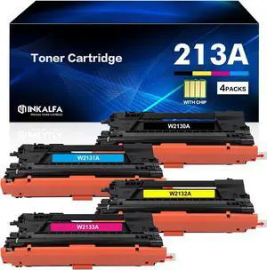 213A Toner Cartridge 4 Pack (with Chip) Compatible Replacement for HP 213A 213X W2130A W2130X for HP Enterprise 5700dn 6700dn 6701dn Color MFP 5800f 5800dn 6800dn 5800 6800 Printer Ink (KCYM)