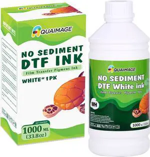 No Sediment DTF White Ink 1000ml Sediment-Free DTF Transfer Ink for PET Film, Premium Pigment Ink Refill for P600 P800 DX5 DX7 R1390 XP600 i3200 4720 5113 Printers, High Fluidity & Coverage