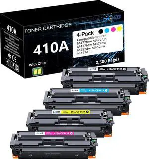 410A Toner Cartridge Replacement Compatible for 410A 410X 410 CF410A CF411A CF412A CF413A Work with Pro MFP M477fnw M477fdw M477fdn M452dn M452nw M477 Printer (4-Pack)