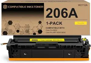 206A Toner Cartridges Yellow Compatible Replacement Works with HP Color Pro MFP M283fdw M283cdw, Pro M255dw M255nw, MFP M282nw M283 M282 M255 Printer | W2112A, 1 Pack