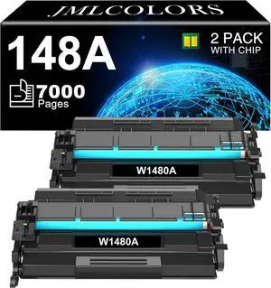 148A Toner Cartridge (with Chip) Compatible Replacement for HP 148A Toner Cartridge 148X W1480A W1480X Works with HP Laserjet Pro MFP 4101fdw 4101fdn 4001dw 4001dn 4001n Printer (2 Black)