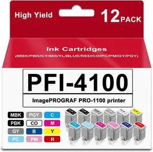PFI-4100 PFI 4100 Ink Cartridges High Yield Canon PFI 4100 Ink Set Compatible for Canon PFI-4100 Ink for ImagePROGRAF PRO-1100 Printers(MBK,PBK,C,M,Y,R,GY,B,PGY,PC,PM,CO) PFI-4100 PFI 4100 Ink Cartridges High Yield Canon PFI 4100 Ink Set Compatible for Canon PFI-4100 Ink for ImagePROGRAF PRO-1100 Printers(MBK,PBK,C,M,Y,R,GY,B,PGY,PC,PM,CO)