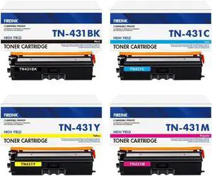 TN-431 TN431 Toner TN433 Compatible for Brother TN-431BK TN-431C TN-431M TN-431Y Cartridges MFC-L8900Cdw HL-L8260CDW HL-L8360CDW MFC-L8610CDW HL-L8360CDWT Printer4-Pack, Black Cyan Magenta Yellow
