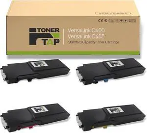 Toner Tap Compatible Toner Cartridges 4-Pack for Xerox VersaLink C400 C405 Toner, High-Yield Replacement for Toner 106R03500, 106R03501, 106R03502, 106R03503
