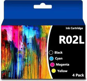 Remanufactured R02L Ink Cartridges with Chip Works with Workforce Pro ET-8700 Printers (4packsBlack,Yellow,Magenta,Cyan)