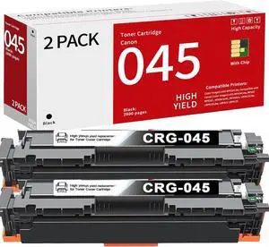 045 CRG045 High Yield Toner Cartridge Replacement for Canon 045 CRG-045 Compatible with Canon ImageCLASS MF634Cdw MF635Cx MF635Cx LBP610C LBP611Cn LBP612Cdw Printer ( Black , 2 Pack)