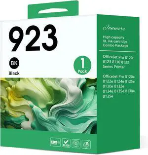 JANMORE 923 Black Ink Cartridge High Yield Replacement for 923 Ink cartridges for OfficeJet 8122e Pro 8135e,8138e,8139e Printer (1 Black)