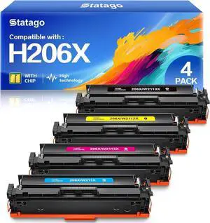 206X Toner Cartridges Set Replacement for 206X 206A for Color Laserjet Pro MFP M283fdw M283cdw M283fdn M282mw Pro M255dw M255nw M283 M255 Printer W2110X W2110A (with Chip)