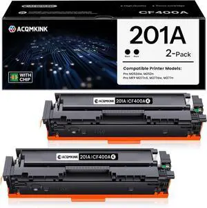 201A CF400A Black Toner Cartridge Replacement for HP 201A CF400A Color Pro M252dw MFP M277c6 M277dw Printer Ink Cartridge, 2 Pack