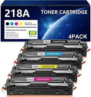 218A with Chip Toner Cartridge Combo 4-Pack Replacement for HP 218A 218X Toner Cartridge Compatible for Color Pro MFP 3301fdw 3301cdw 3201dw 3301sdw Printers (Black Cyan Magenta Yellow)