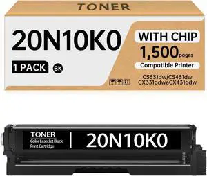 20N10K0 20N10 Toner Cartridge (with Chip) Compatible with Lexmark CS331dw CS431dw CX331adwe CX431adw Printers - 20N10K0 Black Toner (1-Pack, 1,500 Pages)
