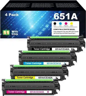Remanufactured 651A Toner Cartridge Compatible with HP 651A CE343A CE342A CE341A CE340A for HP Color Enterprise 700 Color MFP M775 Series: M775 M775dn M775z M775z+ Printer(4 Pack)