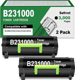 B231000 Remanufactured Black High Yield Toner Cartridge Compatible for B231000 B241H00 Toner Cartridge for Lexmark B2338 B2442 B2546 B2650 MB2338 MB2442 MB2546 MB2650 Laser Printer (2 Pack) with Chip