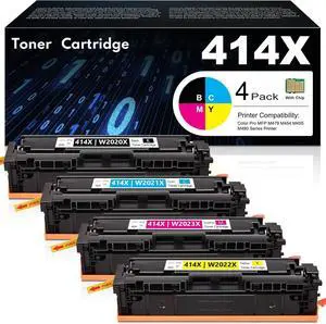 414X Toner Cartridges 4 Pack High Yield with Chip Replacement for HP 414A 414X Toner Cartridges Color Pro MFP M479fdw M454dw M454dn M455dn M479fdn Printer