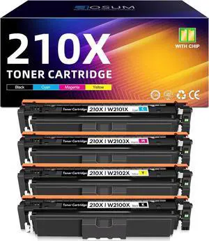 210X Toner Cartridges 4 Pack High Yield Replacement for HP 210X 210A W2100X W2101X W2102X W2103X Color Laserjet Pro MFP 4301fdw 4301fdn 4301dw 4201dw 4201dn Printer (with Chip BK/C/M/Y)