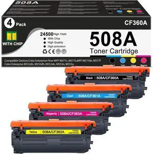 508A Toner Cartridge High Yield Replacement for HP 508A 508X forMFP M577c, M577z,MFP M577dnM552dn, M553dh, M553dn, M553x Printer (4-Pack, Black, Cyan, Yellow, Magenta) (508A Toner Cartridge)