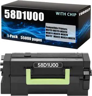 58D1U00 Black Toner Cartridge (55,000 Pages) Compatible with Lexmark MS823 MS825 MS826 MX722 MS725 MX822 MX826 Printers (1-Pack, with Chip) 58D1U00 Black Toner Cartridge (55,000 Pages) Compatible with Lexmark MS823 MS825 MS826 MX722 MS725 MX822 MX826 Printers (1-Pack, with Chip)