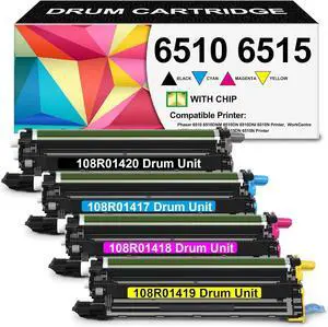 Phaser 6510 Workcentre 6515 Drum Unit Cartridge Replacement for Xer 108R01417 108R01418 108R01419 108R01420 Drum Unit Cartridge Compatible for Xer Phaser 6510 Workcentre 6515 Printer(4-Pack)