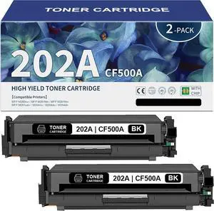 202A Black Toner Cartridge Replacement for HP 202A CF500A Toner Works with Pro MFP M281fdw M281cdw M254dw M254nw M281fdn M280nw M254 M281 202 Toner Ink Printer (2-Pack)