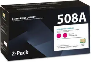 508A Toner Cartridge (with Chip) Replacement for HP 508A Color Laserjet M553 M552 M553dn M553X M553N M577 Series Printer | Black Cyan Yellow Magenta CF360A CF361A CF362A CF363A (508A-Magenta-2 Pack)