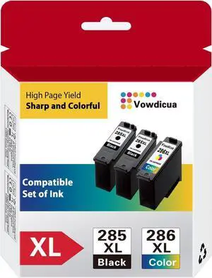 PG-285 XL Black/CL-286 XL Color Ink Cartridges 3-Pack (2 Black, 1 Tri-Color) PG-285XL CL-286XL Ink Replacement for Canon PIXMA TS7720 and TR7820 Printer