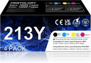 213Y Toner Cartridge Set W2130Y W2131Y W2132Y W2133Y Replacement for HP 213A Works with HP 5700dn MFP 5800dn 6700 6701dn MFP 6800 6801dn Printer(Black,Cyan, Magenta, Yellow 4 Pack)