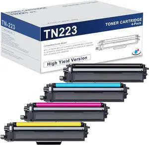 TN-223BK/C/M/Y Toner Cartridges Compatible Brother TN223BK/C/M/Y Replacement for Brother TN223 TN223BK TN223C TN223M TN223Y for MFC-L3770CDW HL-L3270CDW Printer, TN2234PK