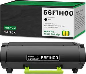 56F1H00 Black High Yield Toner with Chip (15,000 Pages) Remanufactured 56F1H00 Compatible for Lexmark 56F1H00 Toner for MS321 MS421 MS521 MS621 MS622 MX321 MX421 MX521 MX522 MX622 Printer 1-Pack