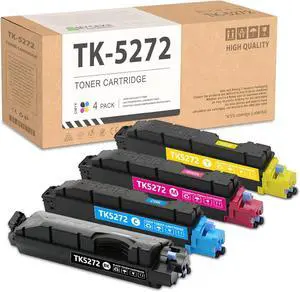 4 Pack TK5272 Toner Cartridge: Compatible TK5272K TK5272C TK5272M TK5272Y Toner Replacement TK-5272 Toner Cartridge for Kyocera ECOSYS M6235cidn M6630cidn Printer Black 8,500 Pages & Color 6,500 Pages