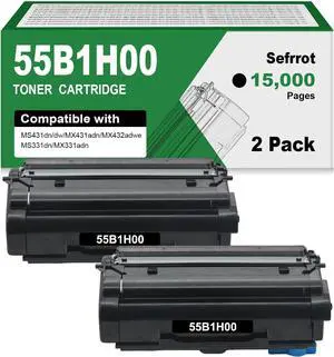 Remanufactured 55B1H00 Black Extra High Yield Toner Cartridge Replacement for Lexmark 55B1H00 55B1000 55B1X00 Work for MS431 MX431 MX432 MS331 MX331 Laser Printer, 15,000 Page-Yield (2 Pack)