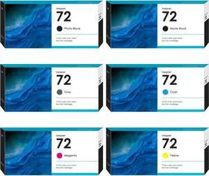 Remanufactured 72 Ink Cartridges Combo Pack Replacement for HP 72 HP72 Ink cartridges 130ml C9403A C9370A C9371A C9372A C9373A C9374A for DesignJet T795 T620 T1120 T1200 T1300 T2300 PBK MBK C M Y G