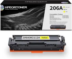 1 Pack 206A | W2112A Yellow Toner Cartridge, High Yield 1,370 Pages, Replacement for HP 206A | W2112A Color M255-M256 Series Color M255nw Color M255dw Color M255dn Color MFP M282-M283 Series Printer